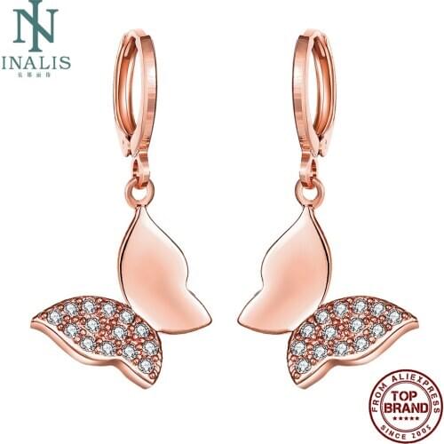 INALIS Drop Earrings For Women Fashion And Elegant Butterfly Shape With Cubic Zirconia Earring Wedding Jewelry Free Shipping