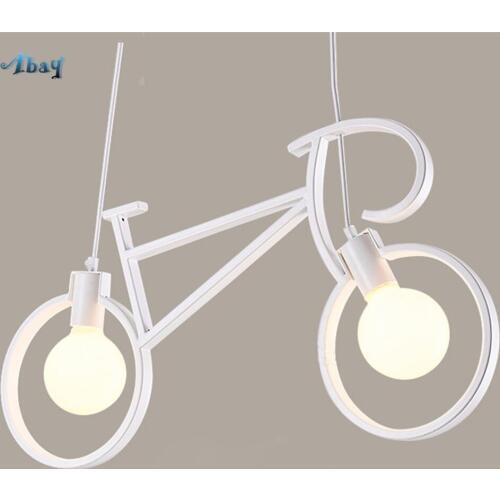 Nordic Creative Bicycle Shape Pendant Lights for Children Bedroom Study vintage Industrial Hanging Lamp living room decoration