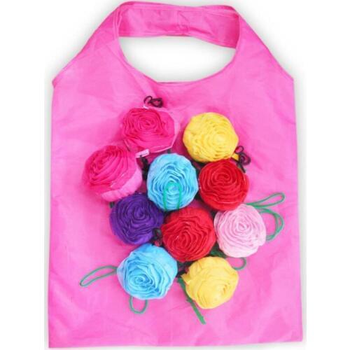 Rose Foldable Shopping Bag 3D Flower Folding Reusable ECO Friendly Shoulder Bag Folding Pouch Storage Bags LX8333