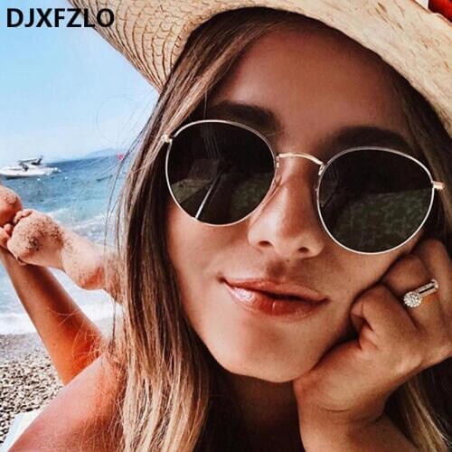 DJXFZLO Luxury Sunglasses Women/Men Brand Designer Glasses Lady Oval Sun Glasses Small Metal Frame Oculos De Sol Gafas