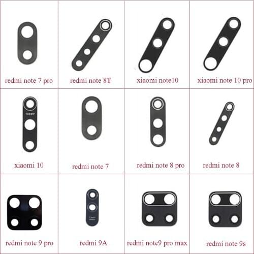 2Pcs Rear Back Camera Glass Lens Cover For Xiaomi Redmi Note 8 Pro 7 9 9S Pro Max 9A / Mi Note 10 Note10 Pro / Mi 10 With Tape