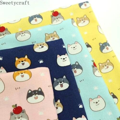 110x45cm High Quality Thick Cotton Fabrics By Yard Cute Dog Printed DIY Sewing Bag table cloth curtain pillow Party Home Decor