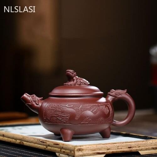 Creativity Yixing Purple Clay Teapot Raw Ore Zhu Mud Filter Tea Pots Handmade Beauty Kettle Boutique Household Teaware 290ml