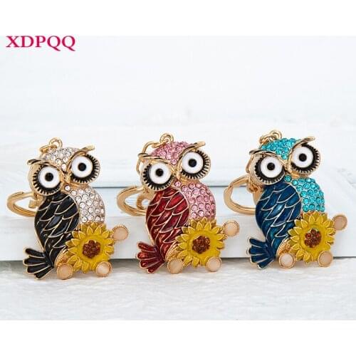 XDPQQ Fashion Jewelry Keychain Owl Keychain Alloy Rhinestone Memorial Gift Bag Pendant