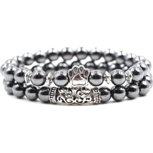 2019 Fashion Simple Bracelet Black Gall Stone Beads Bangle Bracelet Antique Owl Accessories Jewelry for Women Men