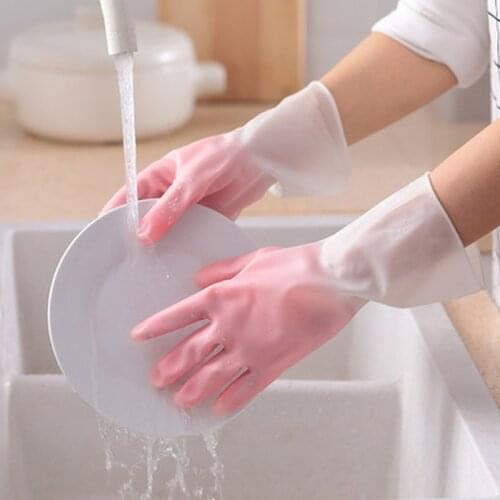 1Pair Dishwashing Gloves Kitchen Household Cleaning Tool Silicone Glove Magic Housework Gloves Gradient Color Thin Section