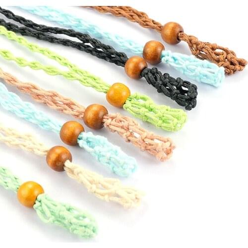 1pc DIY Handmade Net Pocket Weave Rope Necklac Amulets Pendant Empty Stone Holder Adjustable Necklace Rope