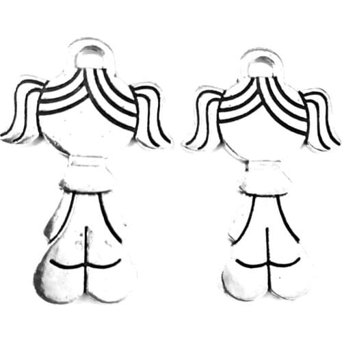 10pcs Girl charms pendant 40x18mm antique silver ornament accessories jewelry making DIY base material