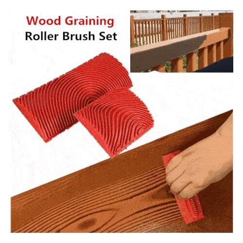2Pcs/set Rubber Roller Brush Imitation Wood Graining Wall Painting Home Decoration Art Embossing DIY Brushing Painting Tools