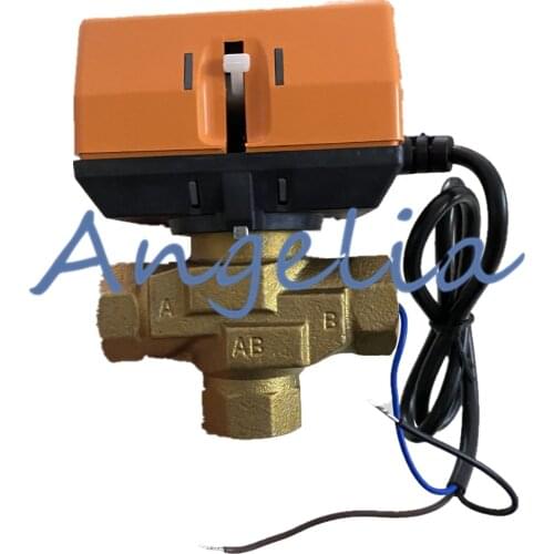 AC220V 1/2" BSP DN15 Brass 3 Way Motorized Valve Electrical Actuator Valve For HVAC water system 3 Lines 1 Control