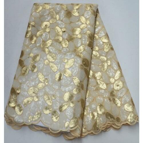 African Organza Sequins Lace Fabric High Quaity Sequins Fabric Embroidery French Tulle Lace Fabric For African Lace Party NB548
