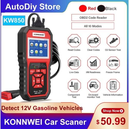KONNWEI OBD 2 KW850 Automotive Auto Car Diagnostics Tools Code Reader For OBD-Ⅱ Car Scanner Multi-Language Full Fuction Red/Blac