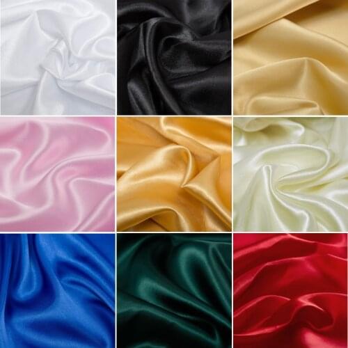White Imitated Silk Satin Fabric by the meter,Charmeuse Satin Fabric Lining Fabric for Dress,Curtain,Solid Black Gold Green Blue