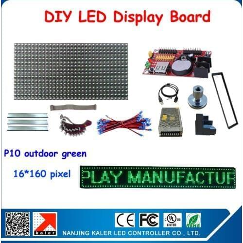 Free shipping diy led signs for advertising waterproof outdoor led signboard with 5pcs green color p10 led modules outdoor