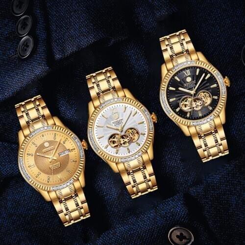 BINLUN Mens Automatic Skeleton Watch Top Brand Mechanical Men Watches Tourbillon 18k Gold Luxury Module Diamond Male Wristwatch