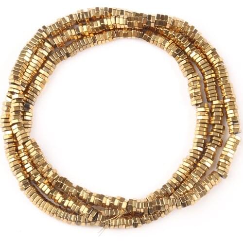 Color Retention Gold Color Hematite Beads Hexagonal prism Shape Loose Stone Beads for Jewelry Making DIY Bracelet 15inch Strand