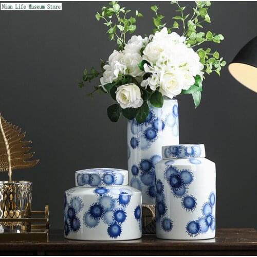 American Ceramic Decorative Storage Jar Vases Home Decoration Ornaments Living Room Simulation Flower Container Interior Decor