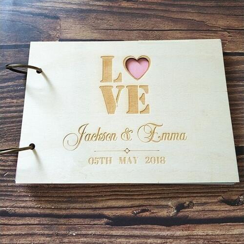 Wooden Custom Personalized Wedding Love Guest Book Rustic Guestbook Album Wood Engagement Anniversary Gift Wedding Memory Book