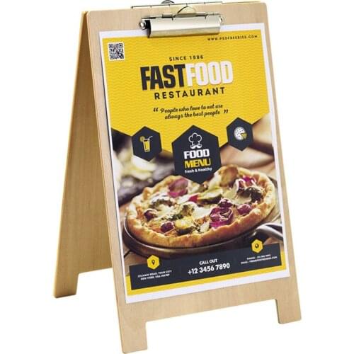 A4 8.5 x 11 inches Wooden Table Wedding Signs Holder Stand Menu Board Clipboard Table Top Sign Holder Binder Stand Up