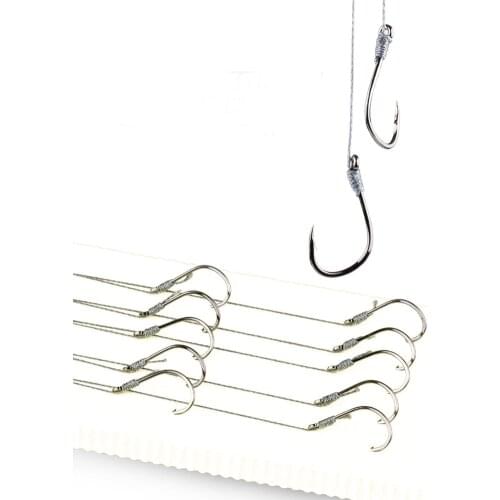 Free Fisher 100 Packs Carp Fishing Iseama Hook with 4 Strands Braided Line for Rig Hooks Link Tied Rigs Tackle 4/6/8/10