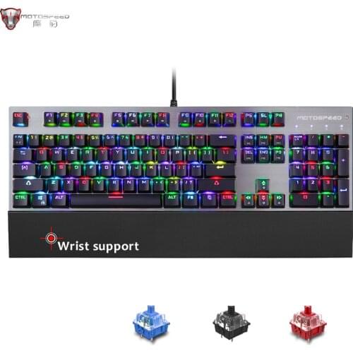 Motospeed CK108 Gaming Mechanical Keyboard USB Wired 104 Keys Anti-Ghosting With wrist Support RGB Backlit For Tablet Desktop