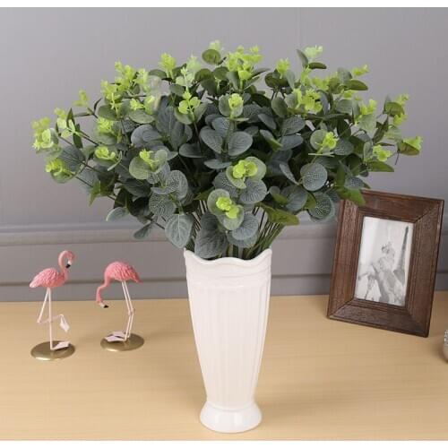 Eucalyptus Artificial Plant Branch Leaf Wedding Flower Bouquet DIY Garden Balcony Decoration Plastic Fake Flower For Home Decor