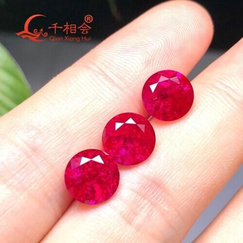 Round shape diamond cut Artificial ruby 5# including minor cracks and inclusions corundum loose gem stone