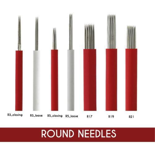 Microblading Shading Round Needles 3/5/7/9/17/19/21 Needles Permanent Makeup Eyebrow Tattoo Needles Brows Embroidery Pins