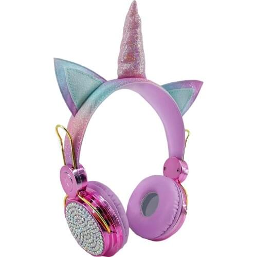 Cute Unicorn Wired Headphone With Microphone Girls Daugther Music Stereo 3.5mm Earphone for IPhone X Computer Headset Kids Gift
