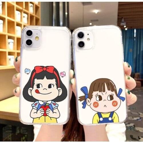 Cartoon Fujiya Peko Milky Girl Boy Phone Case For iPhone 11 12 Pro XS MAX XR X 7 8 6Plus SE 2021 Soft Silicone Phone Cover Bag