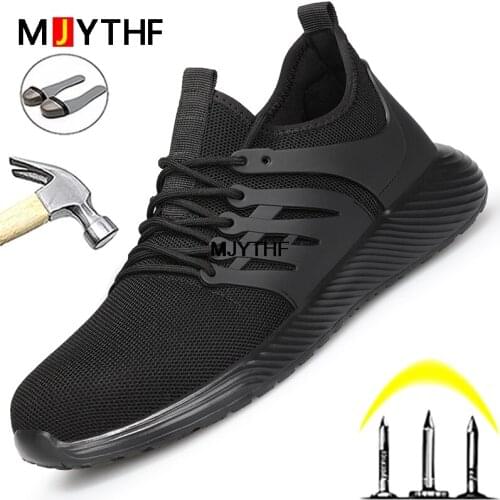 MJYTHF Work Safety Shoes Men Work Sneakers Men Protective Shoes Lightweight Work Shoes Puncture-Proof Steel Toe Safety Boots