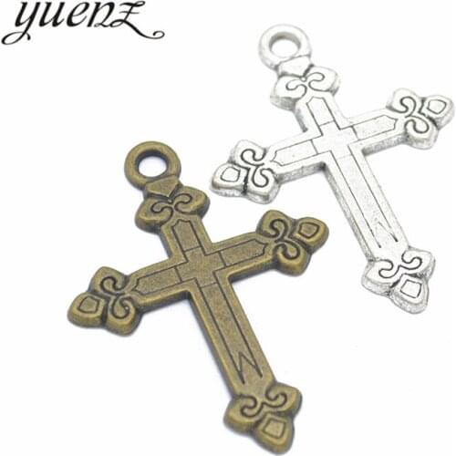 YuenZ 4pcs Antique silver color Charms cross Plated Pendants Jewelry Making DIY Handmade Craft 55*42mm T21