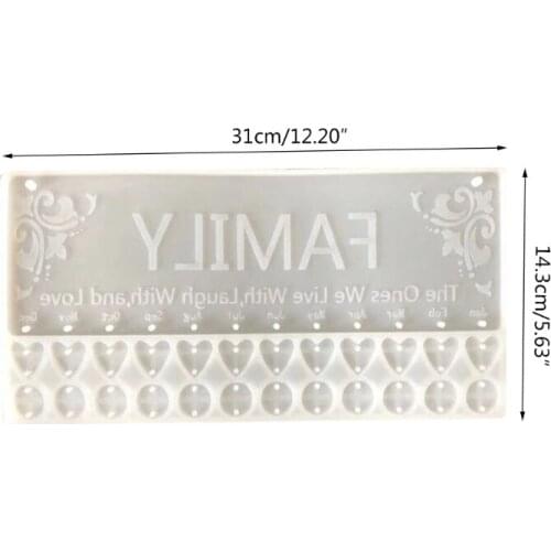 Crystal Epoxy Resin Mold Love Heart Pendant Wall Calendar Listed Silicone Mould T84A