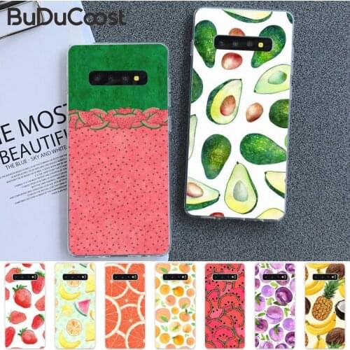Cartoon fruit Silicone Black Phone Case For Samsung S5 6 7 8 9 10 S8 S9 S10 plus S10E lite S10-5G S20 UITRA plus