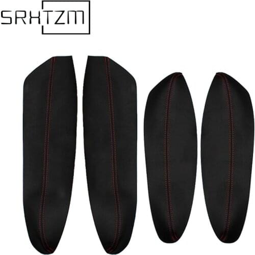 4Pcs Microfiber Leather Car Door Armrest Panel Protective Cover For Peugeot 307 2004-2013 Peugeot 308 2009-2014