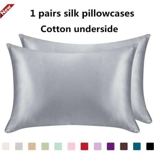 1 Pair One Side 100% Mulberry Silk Pillowcases Pillow Case with Hidden Zipper for Hair and Skin Hypoallergenic Free Shipping