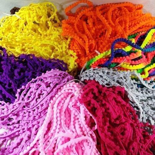 10 Yards Pom Pom Trim Ball 10mm Pearl Pompom Fringe Ribbon Sewing Lace Kintted Fabric Handmade DIY Craft Accessories Garment