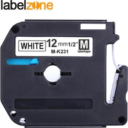 12mm mk-231 Black on white Label Tapes Compatible Brother p-touch Label Printer ribbon M-K231 MK-231 mk231 MK231 for p touch