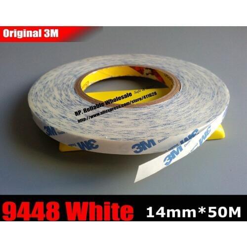 14mm*50M*0.15mm) White 3M Strong Bond Double Sided Sticky Tape 9448A for Metal Panel, Foam, Rubber Phone Screen Adhesive
