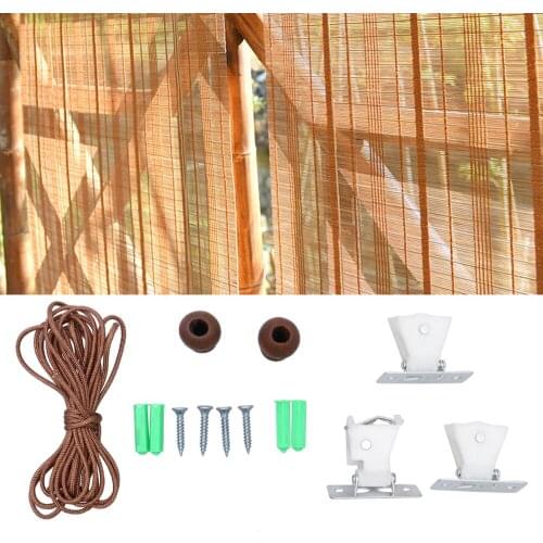 14pcs Window Curtain Wood Knobs Curtain Clip Hook Screws Wooden Hanging Bamboo Roller Blind Small Pendants Accessor