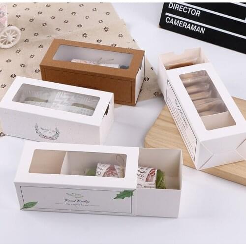 20pcs Thank You Window Towel Cake Box Swiss Roll Snow Crisp Nougat Baking Box Dount package paper wedding party Baby Show