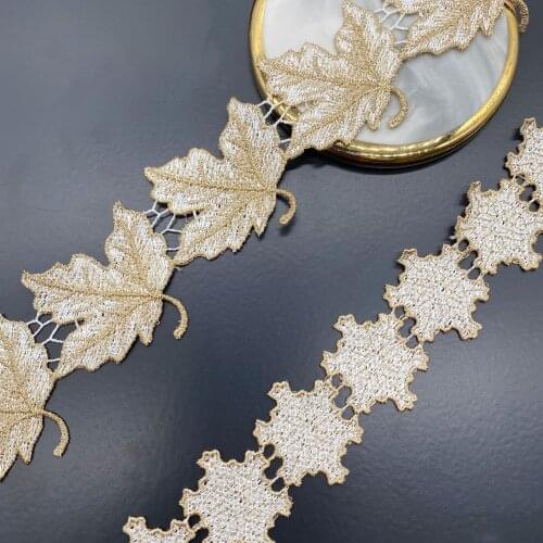 20Yard Polyester Gold Lace Barcode Wedding Jewelry DIY Lolita Lace Leaf Two-color Clothing Trims Accessories