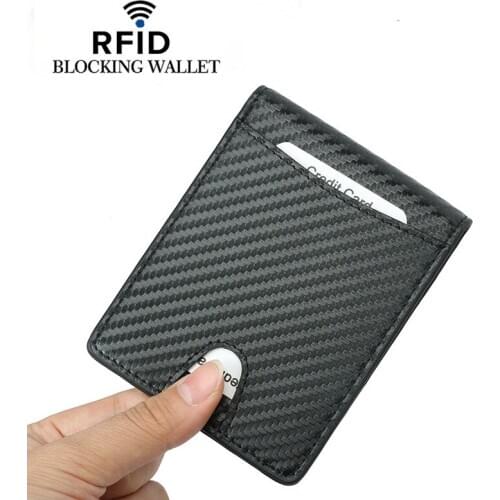 2020 carbon fiber wallet RFID anti theft brush US dollar wallet multi functional mens Mini Wallet Card bag multi function Stora
