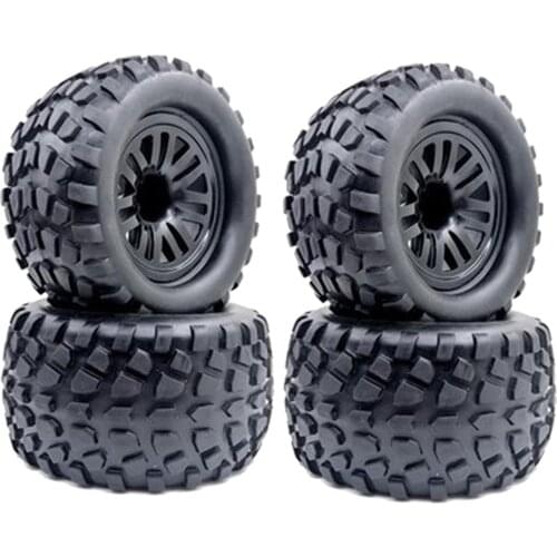 4 Set of RC Rubber Tires Set Fit for Henglong Nitro Off-Road Crawler Car 1/10 Monster Truck Spare Parts Accessory