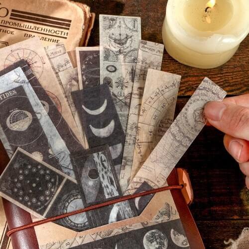 40Pcs/lot Vintage Moon Phase Astrolabe Antique Ticket Paper Sticker Decoration Stickers DIY Diary Scrapbooking Label Sticker