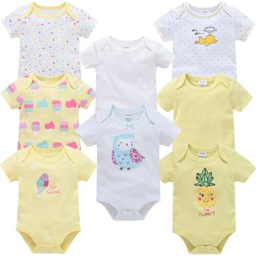 6/8PCS Infant Girl Onesie Toddler Newborn Baby Bodysuit Watermelon Printed Short Sleeve Bodysuit Sunsuit Jumpsuit Casual Clothes