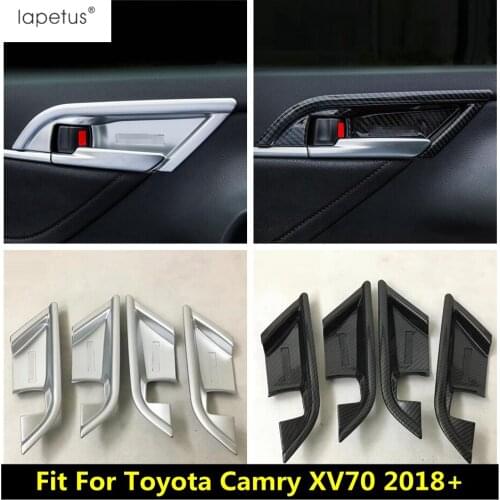 Lapetus Accessories For Toyota Camry 2018 - 2021 Inside Door Pull Doorknob Handle Bowl Molding Cover Kit ABS Matte Carbon Fiber