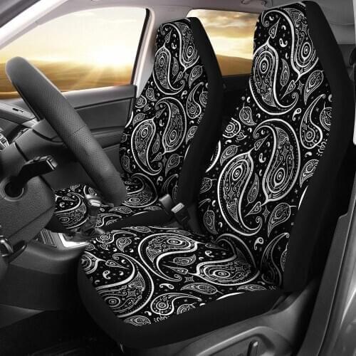 TOADDMOS Wholese 1PCS Car Seat Covers Paisley Black Design Print Stretch Seat Protector for Car & Trunk Elastic Remove Covers