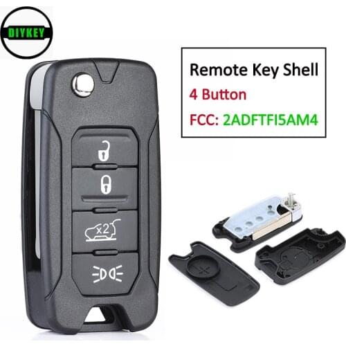 DIYKEY for Jeep Renegade 2015 2016 2017 2018 FCC: 2ADFTFI5AM4 Replacement Flip 4 Buttons Remote Car Key Shell Case Fob