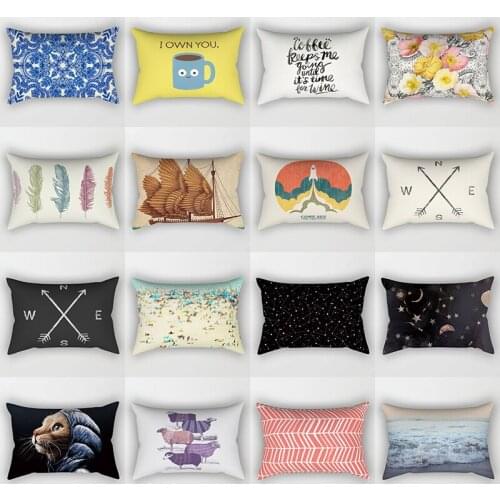 Color feathers flowers english letters sea wave many styles patterns short plush rectangle small pillow cases size 50cm by 30cm